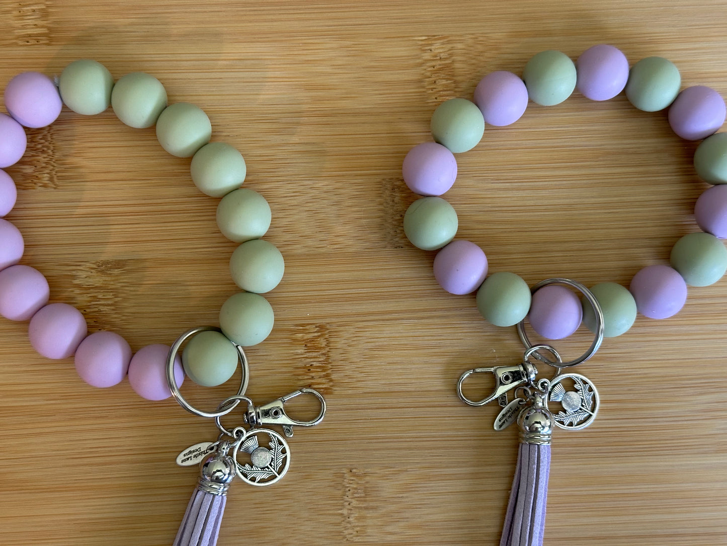 Thistle Wristlet and Beaded Bar Keychains