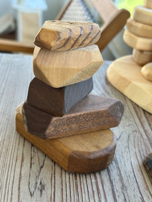 Barefoot Babies|Barefoot Kids: Handmade Wood Stacking Stones (Balancing Blocks)