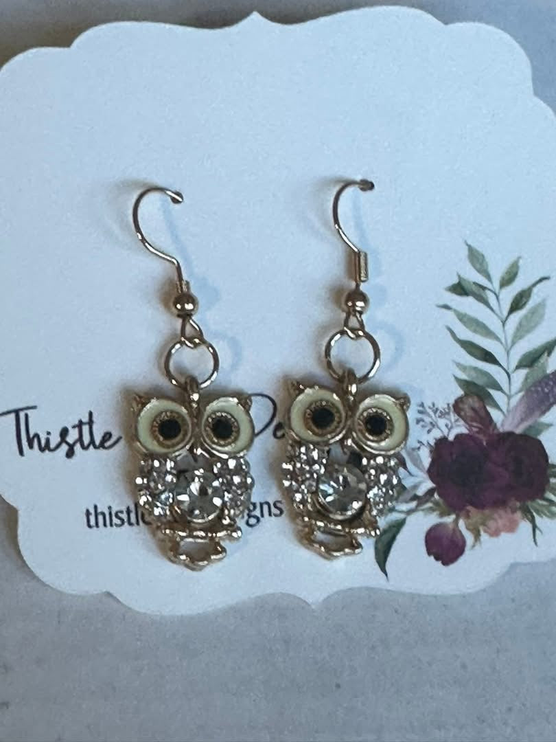 Gold Owl earrings