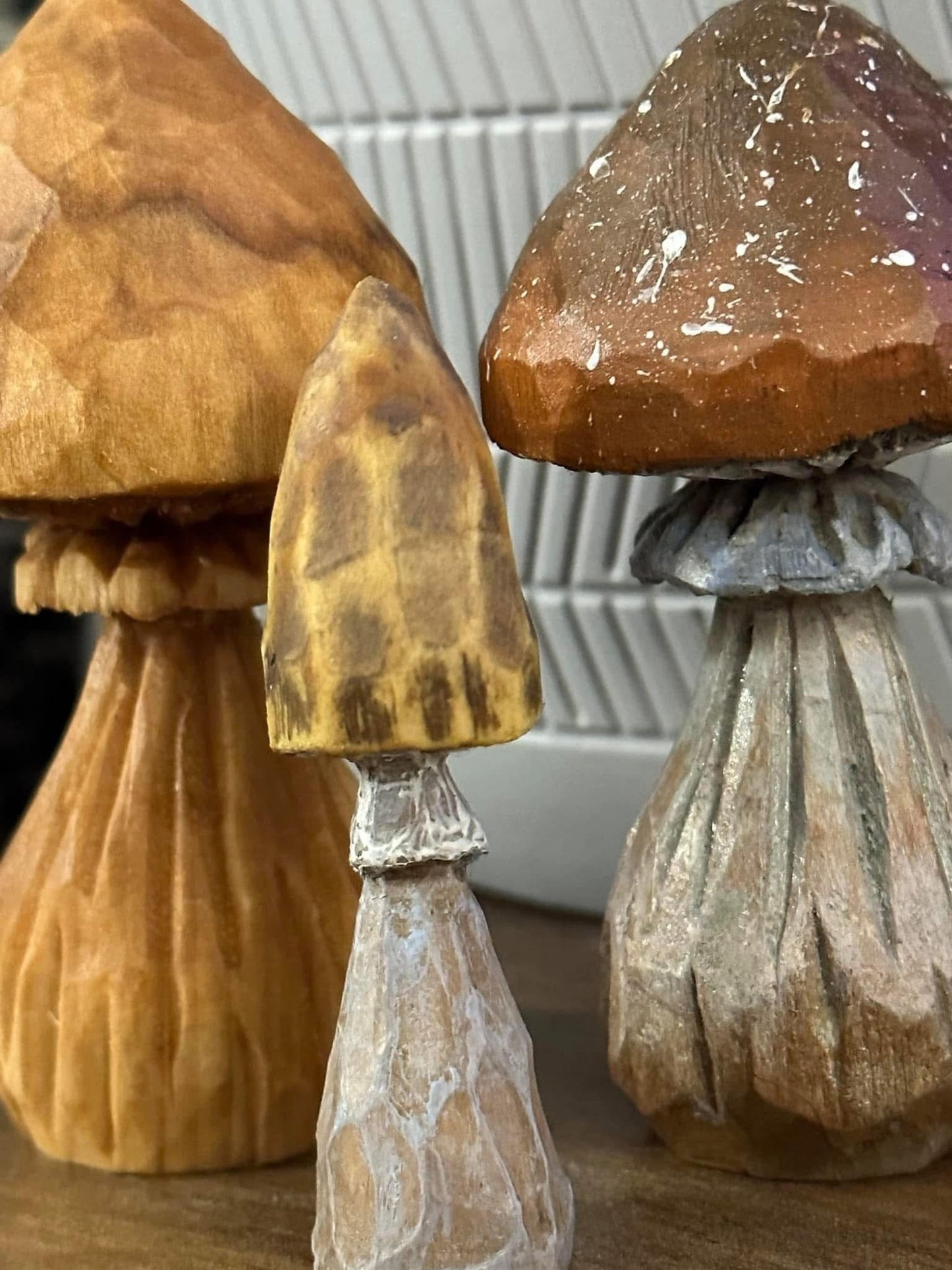 Hand carved Mushroom set of 2 (pre order)