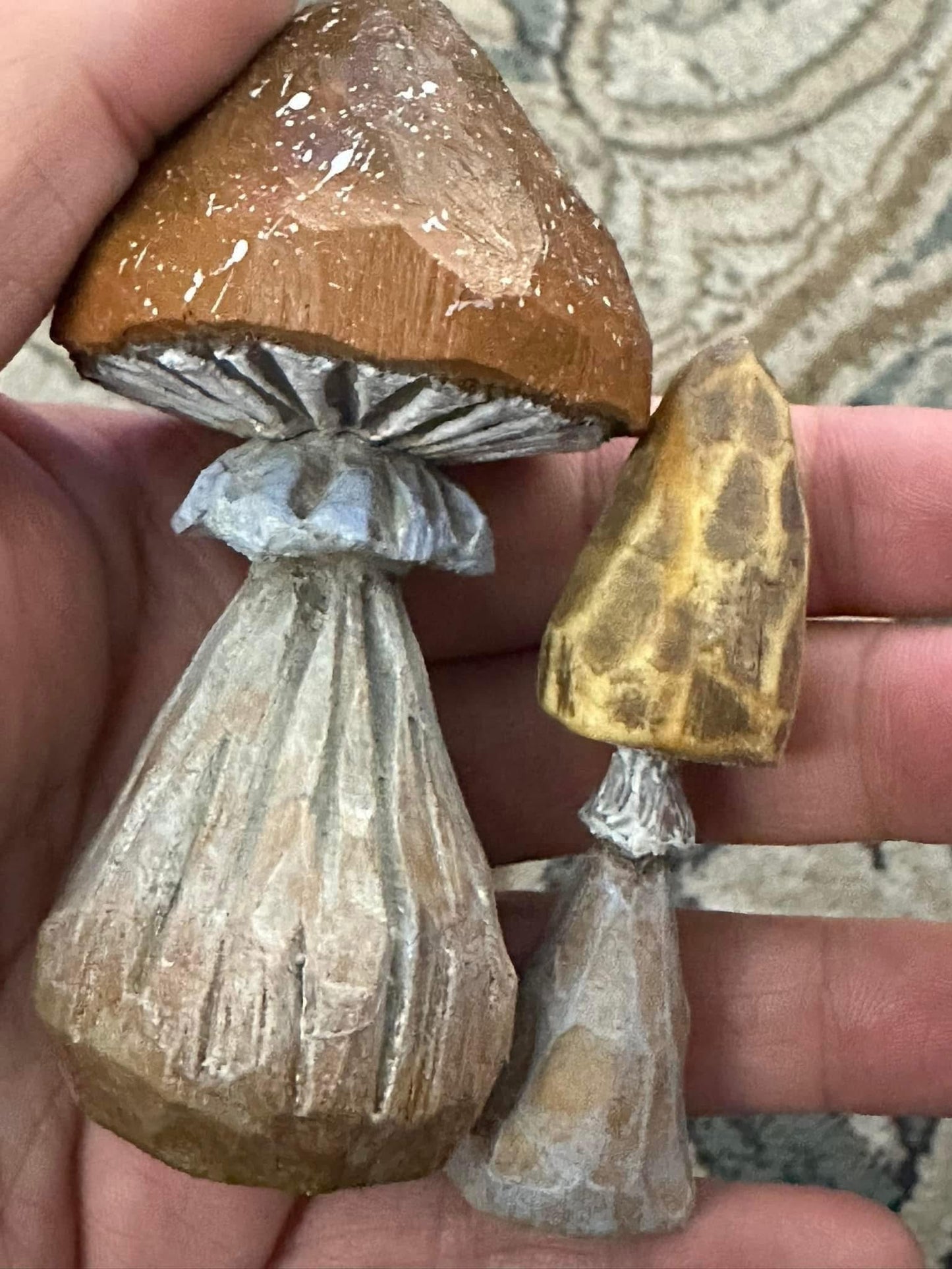 Hand carved Mushroom set of 2 (pre order)