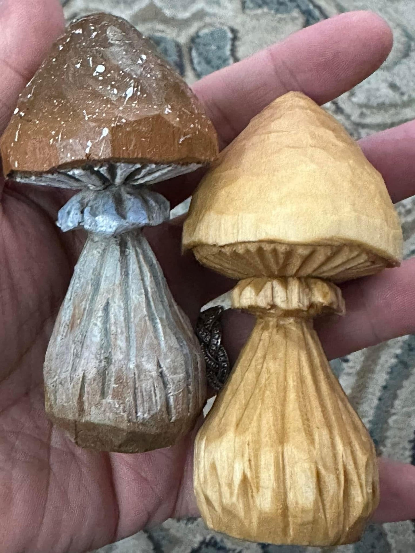 Hand carved Mushroom set of 2 (pre order)