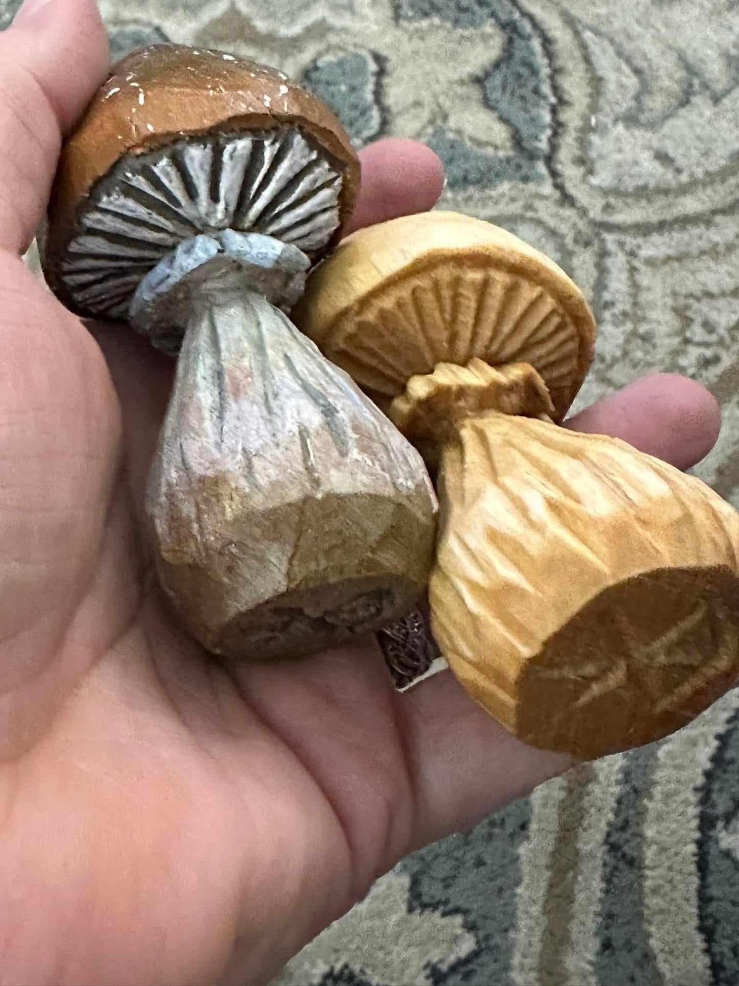 Hand carved Mushroom set of 2 (pre order)