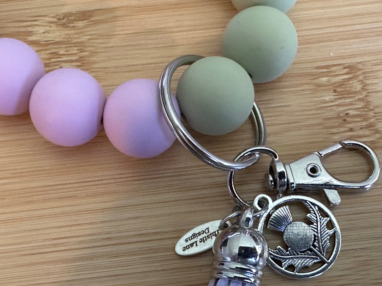 Thistle Wristlet and Beaded Bar Keychains