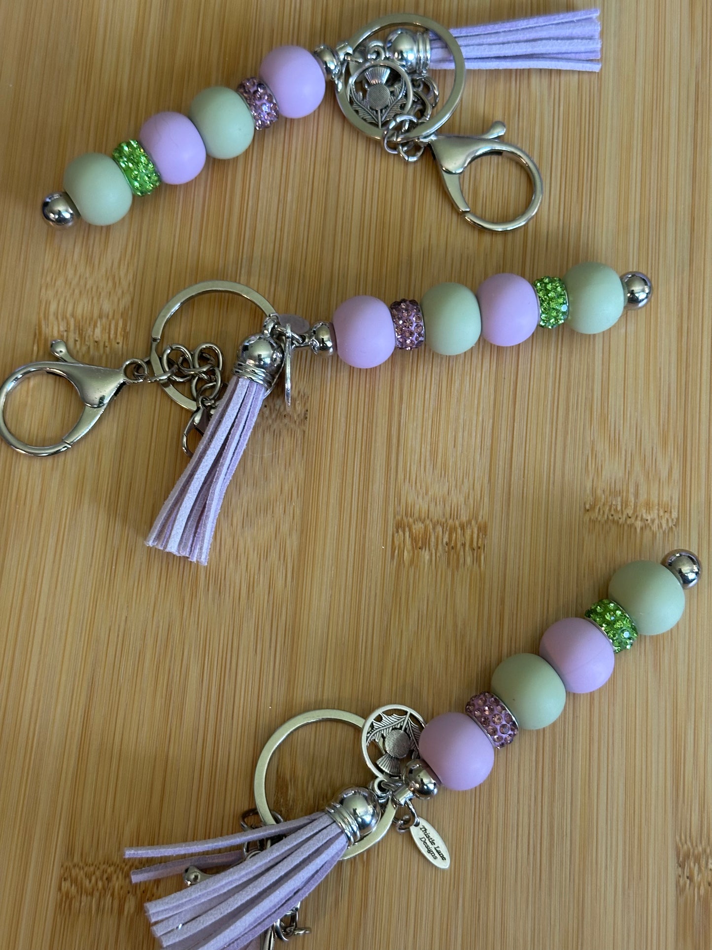 Thistle Wristlet and Beaded Bar Keychains