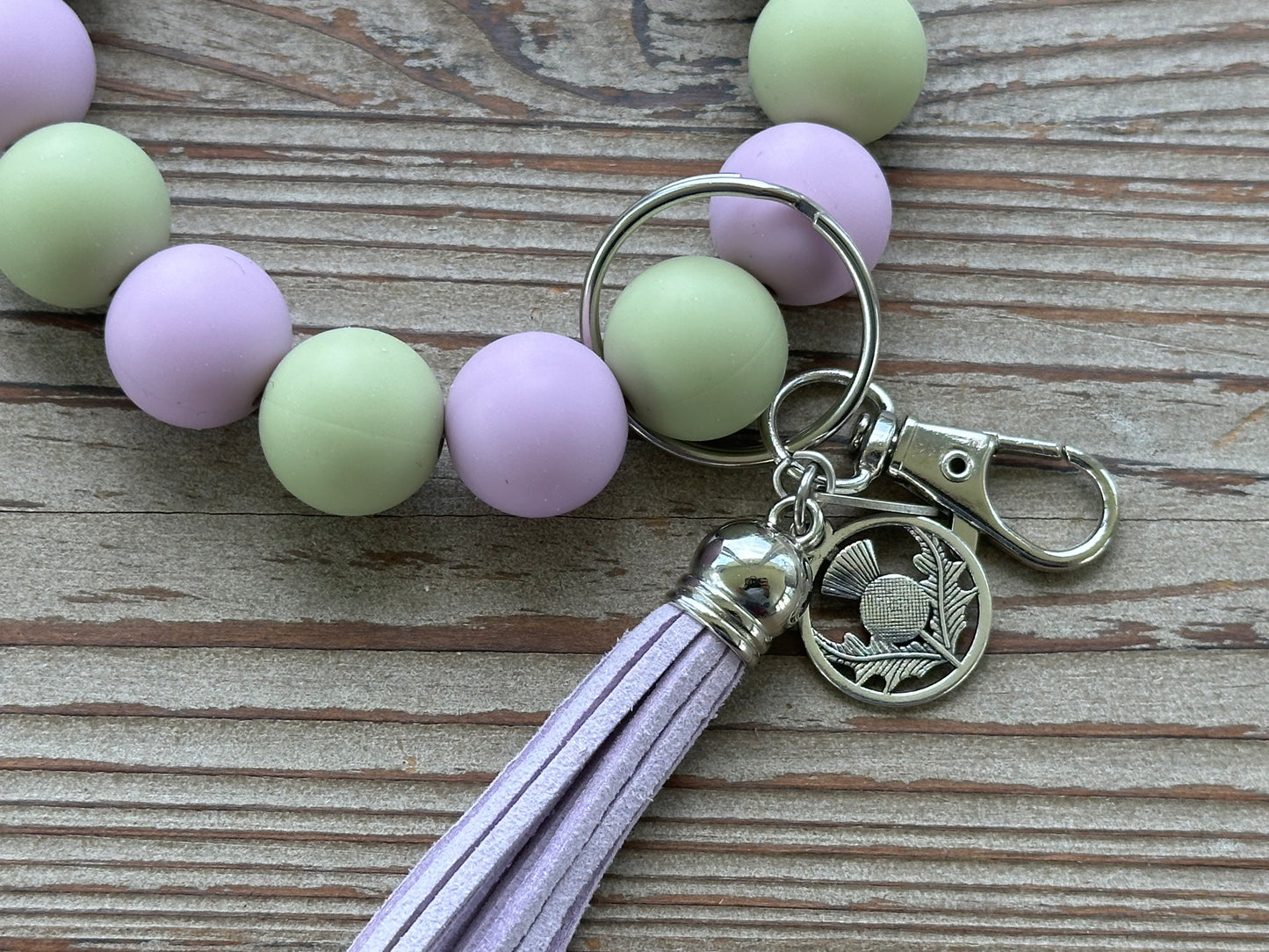 Thistle Wristlet and Beaded Bar Keychains