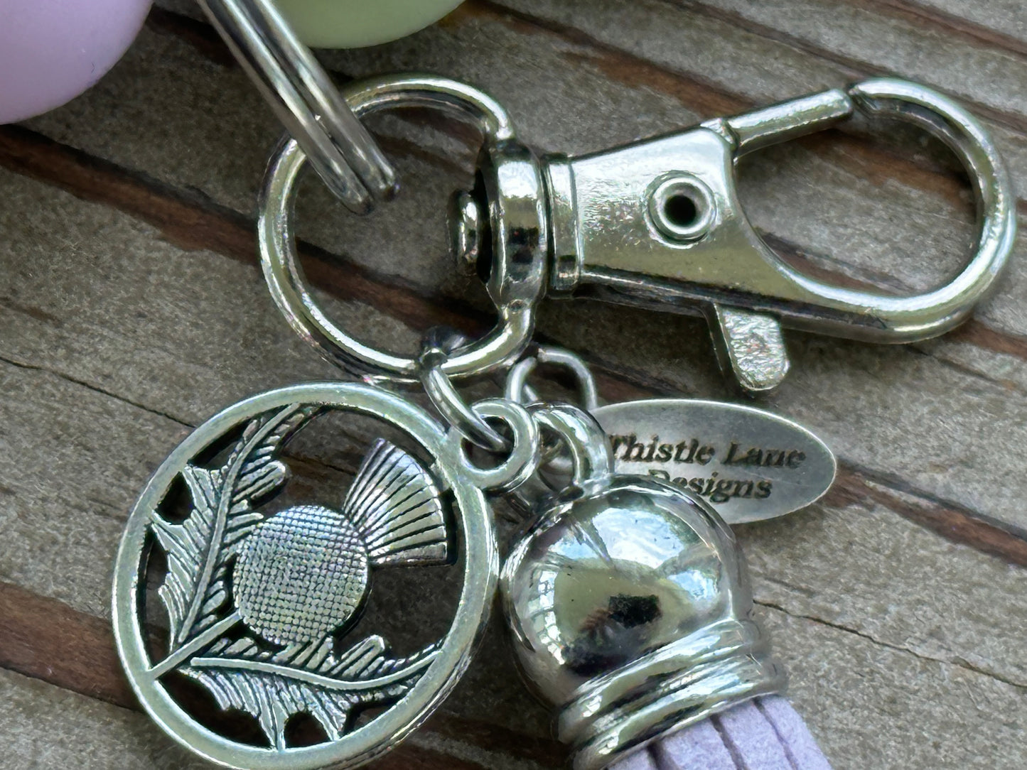 Thistle Wristlet and Beaded Bar Keychains