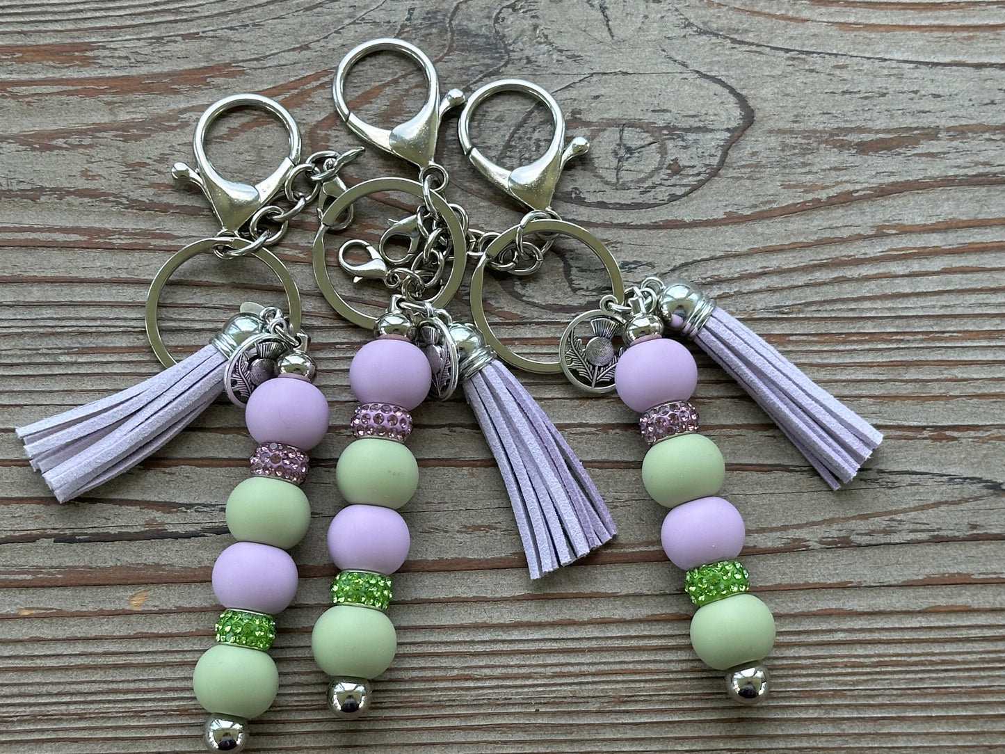 Thistle Wristlet and Beaded Bar Keychains
