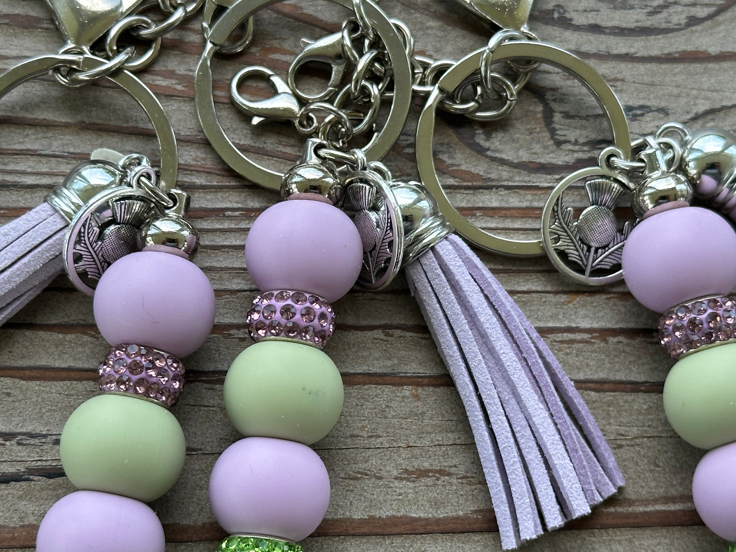 Thistle Wristlet and Beaded Bar Keychains