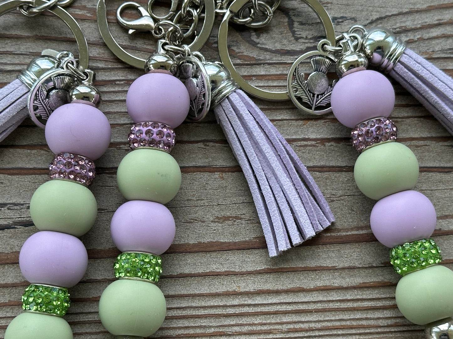 Thistle Wristlet and Beaded Bar Keychains