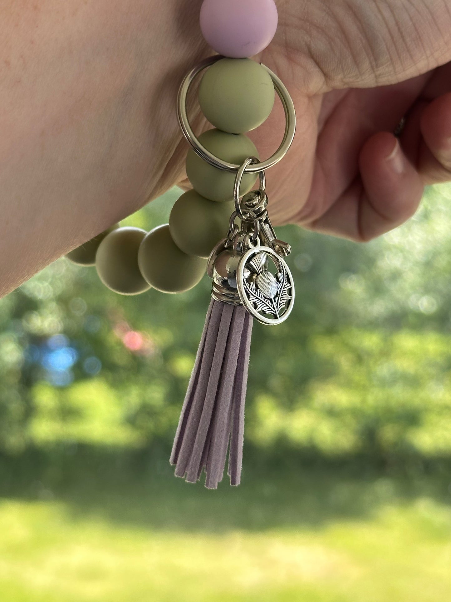 Thistle Wristlet and Beaded Bar Keychains