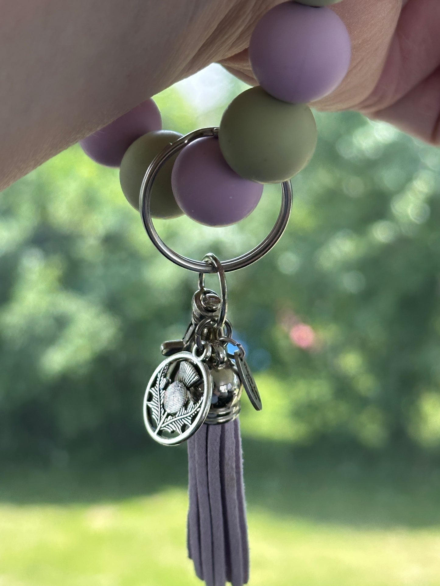 Thistle Wristlet and Beaded Bar Keychains