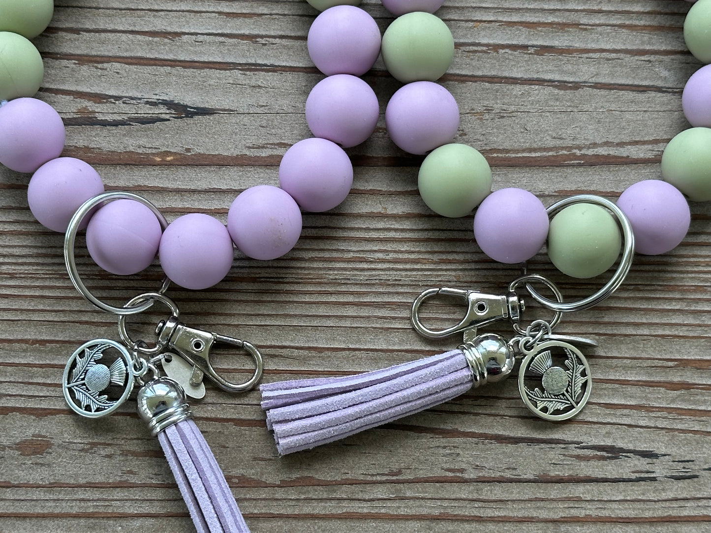 Thistle Wristlet and Beaded Bar Keychains