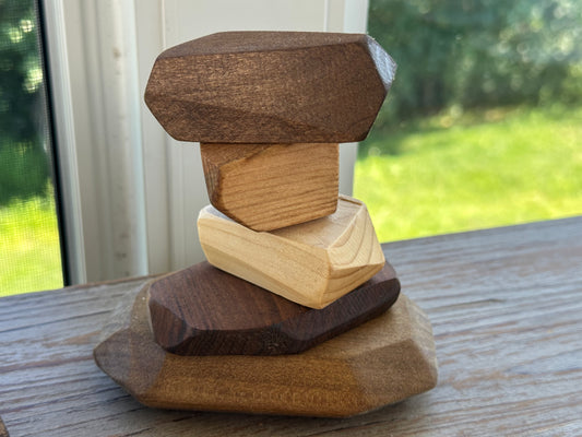 Barefoot Babies|Barefoot Kids: Handmade Wood Stacking Stones (Balancing Blocks)