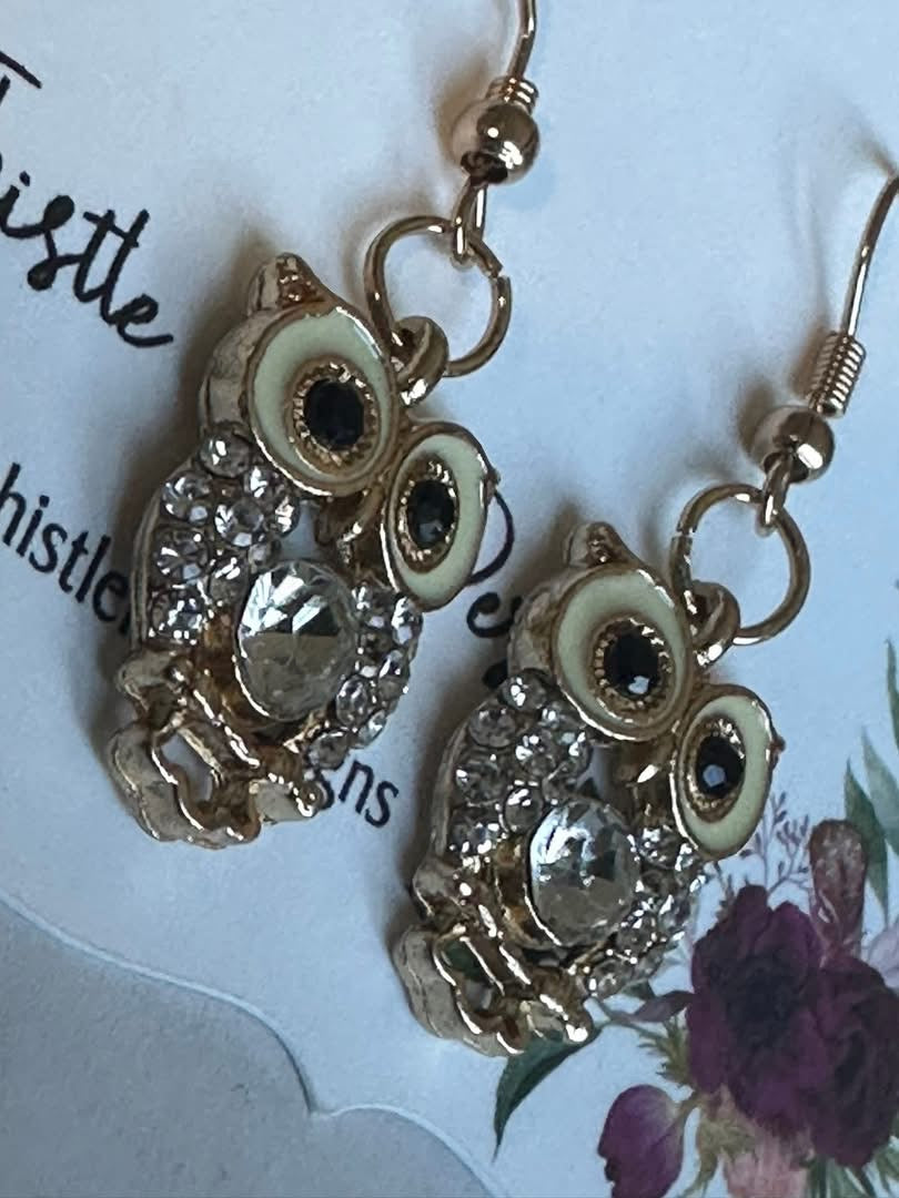 Gold Owl earrings