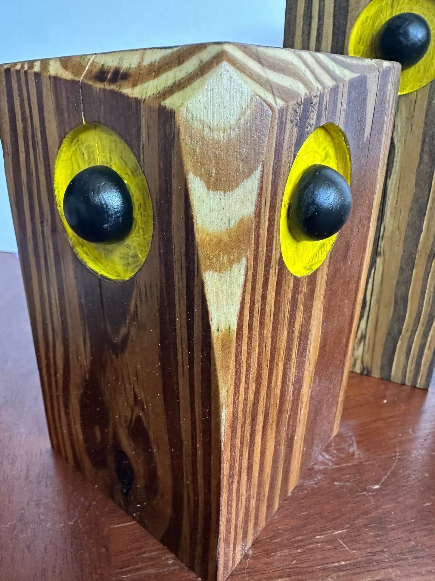 Set of 3 Rustic Wood Owls