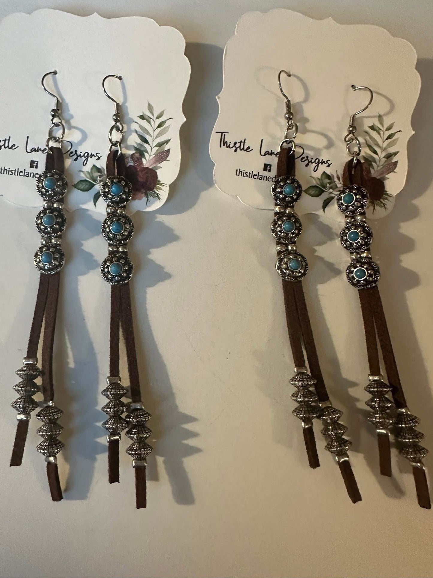Western Turquoise and Leather Earrings