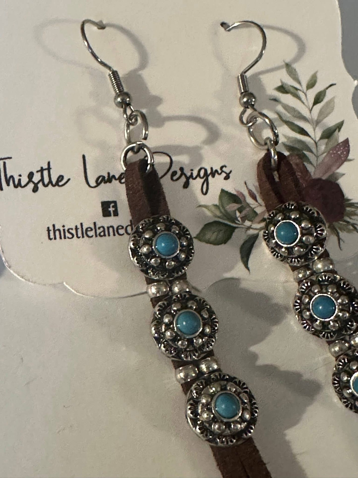 Western Turquoise and Leather Earrings