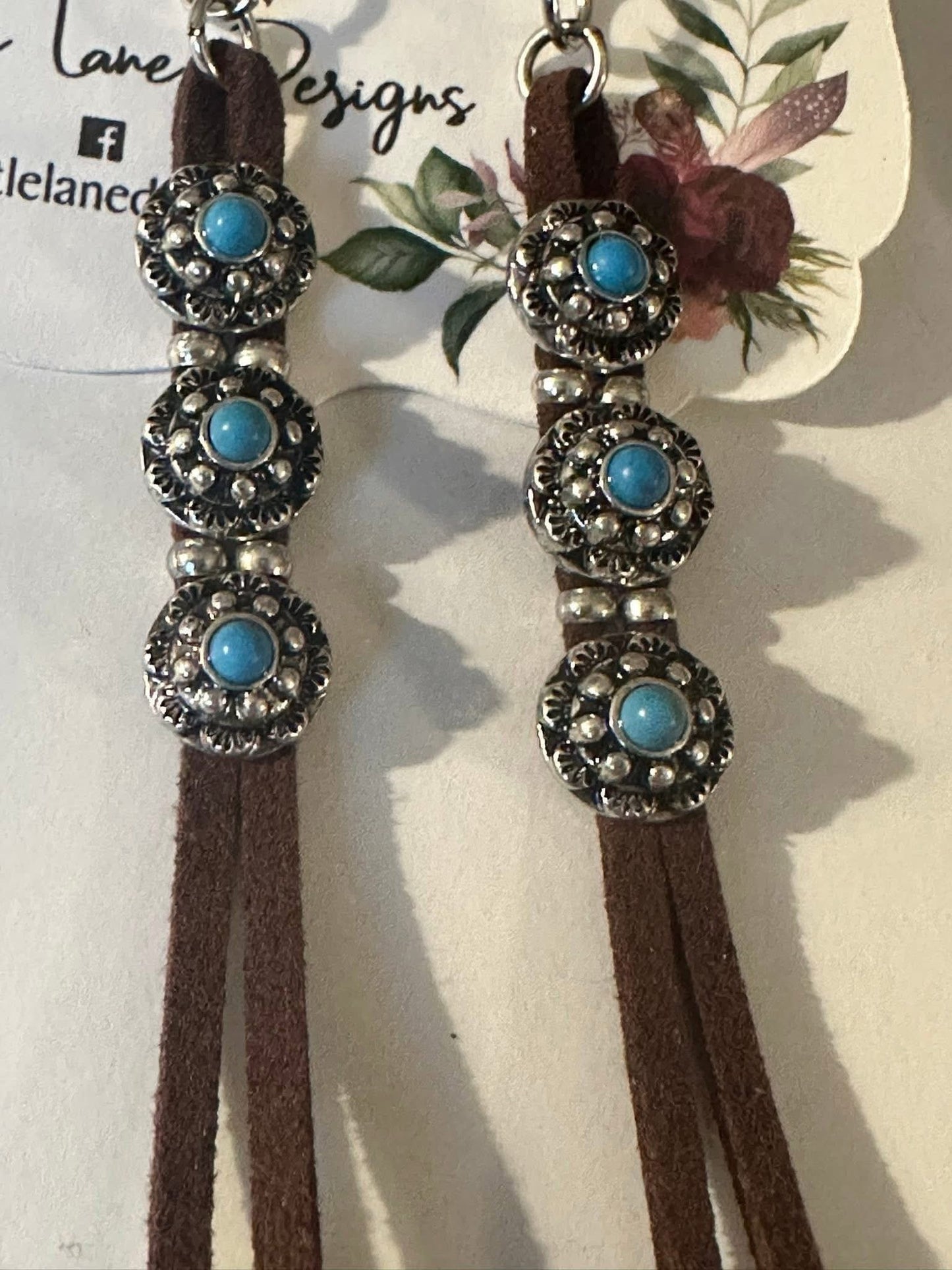 Western Turquoise and Leather Earrings